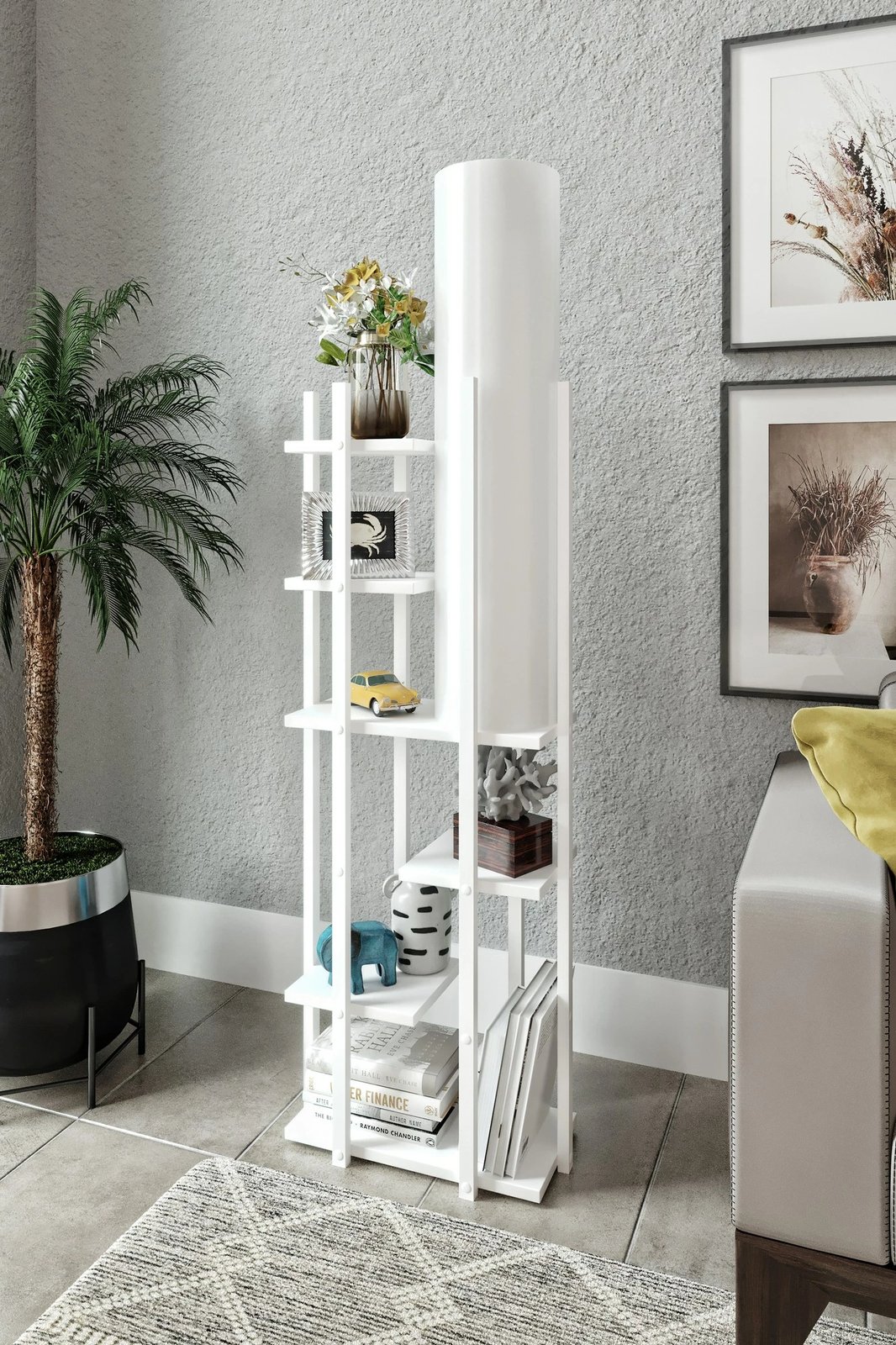 Llambë dyshemeje Opviq, Vogue - SMK, e bardhë, me rafte