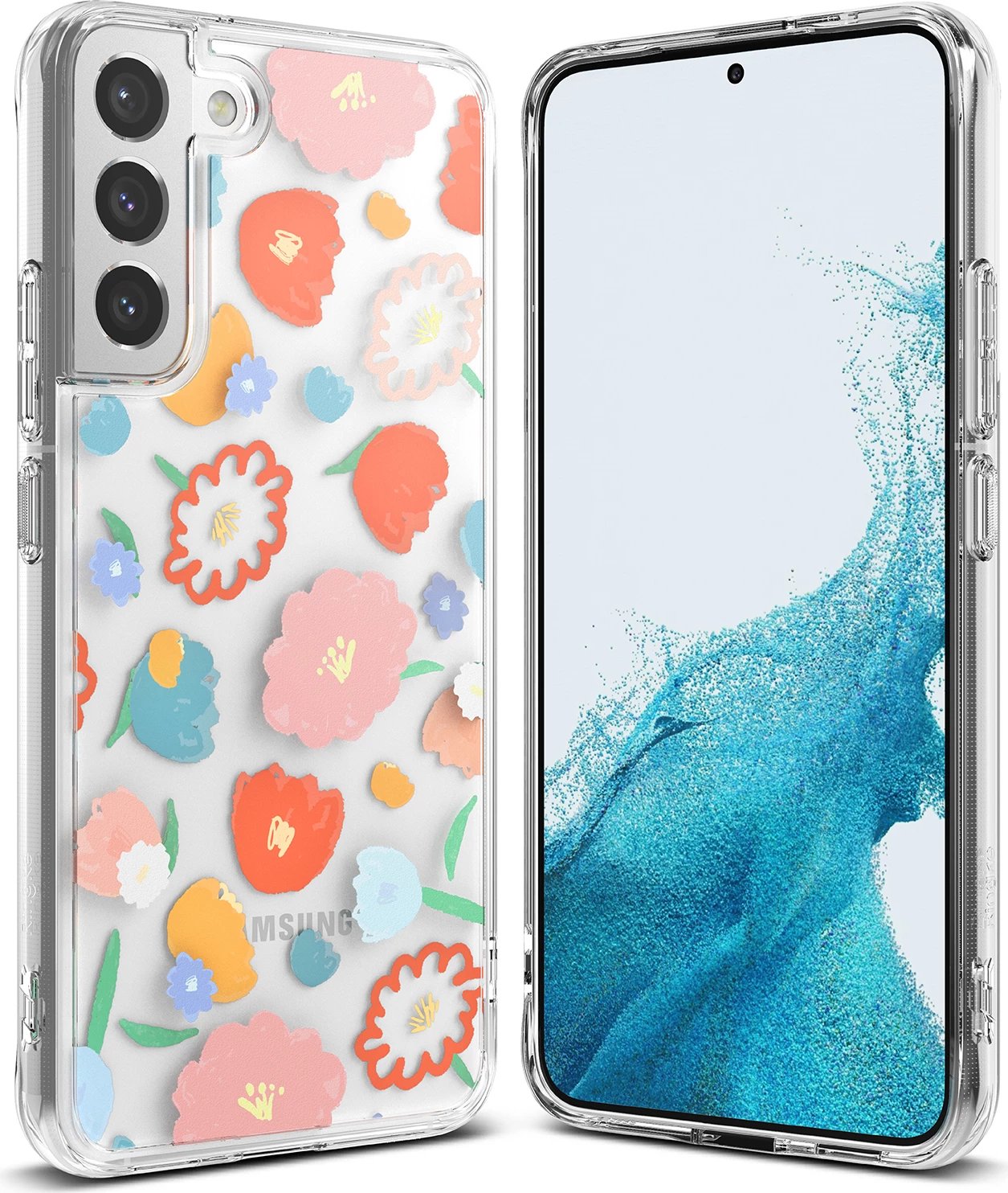 Mbështjellës Ringke Fusion Design për Samsung Galaxy S22+, F593R31, transparent me lule