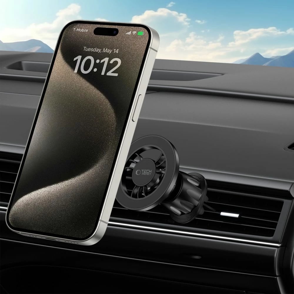 Mbajtës magnetik për celular Tech-Protect N56 me MagSafe, për makinë, i zi