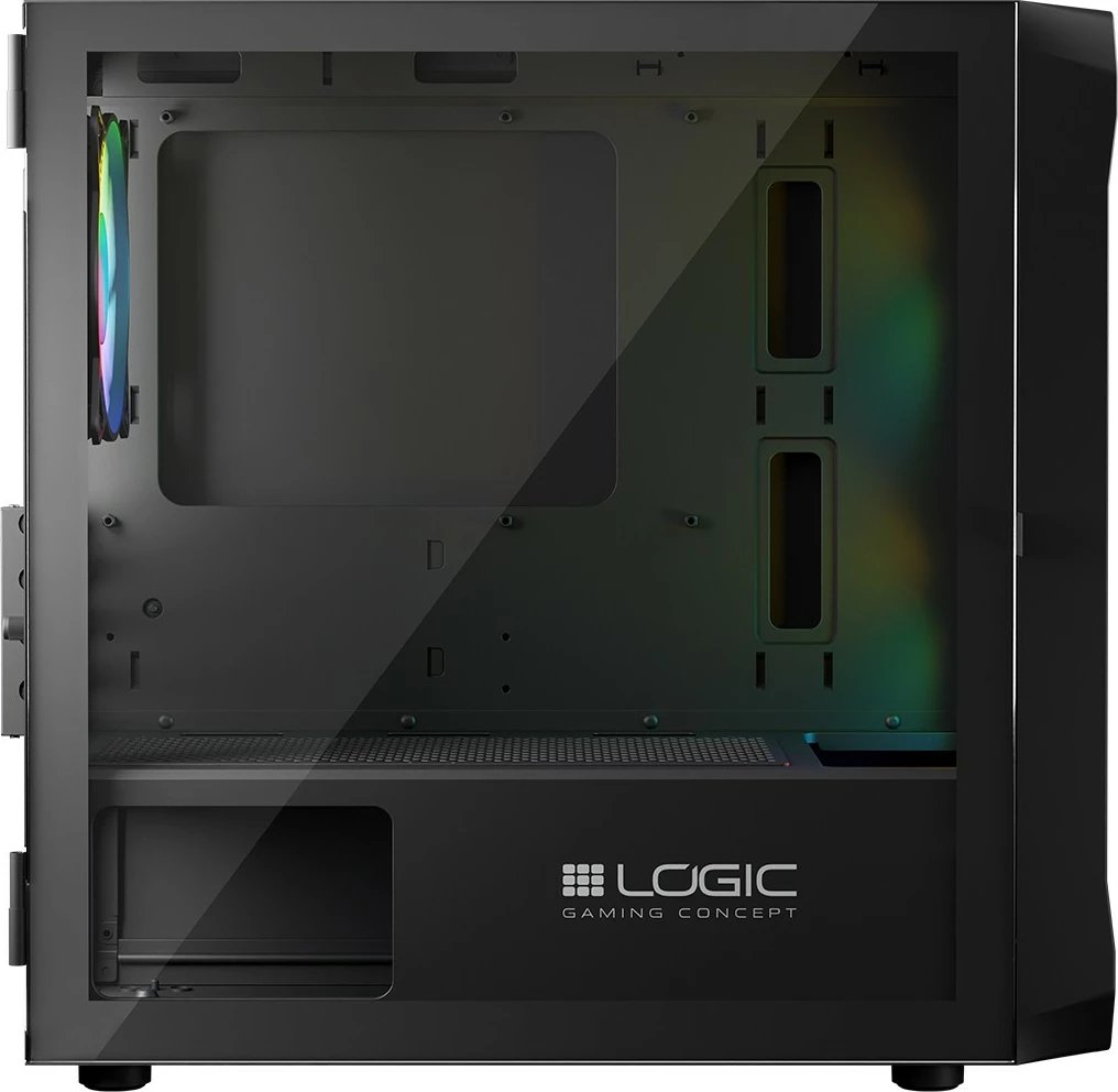 Kasë, Logic Concept, Portos ARGB Mini, Mini Tower Micro ATX, 3x 120 mm ARGB, panel anësor Tempered Glass, USB 3.0, e zezë