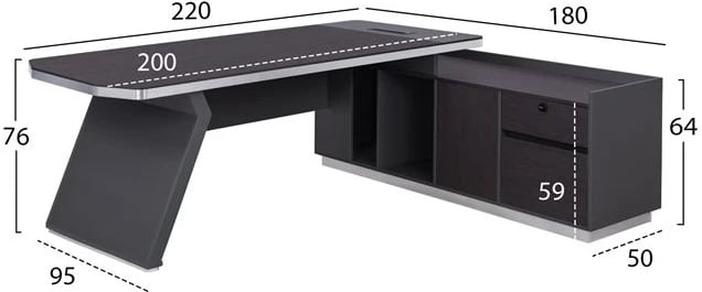 Tavolinë profesionale për zyre, kënd i djathtë, ngjyrë trëndafili, FH2084R, 220x180x76 cm