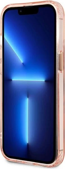 Mbështjellës Guess Gold Outline Translucent MagSafe për iPhone 13 Pro Max, rozë