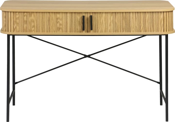 Konsolë Scandi MDF/Metal ngjyrë natyrale me këmbë metalike të zeza 120x60x76.5cm