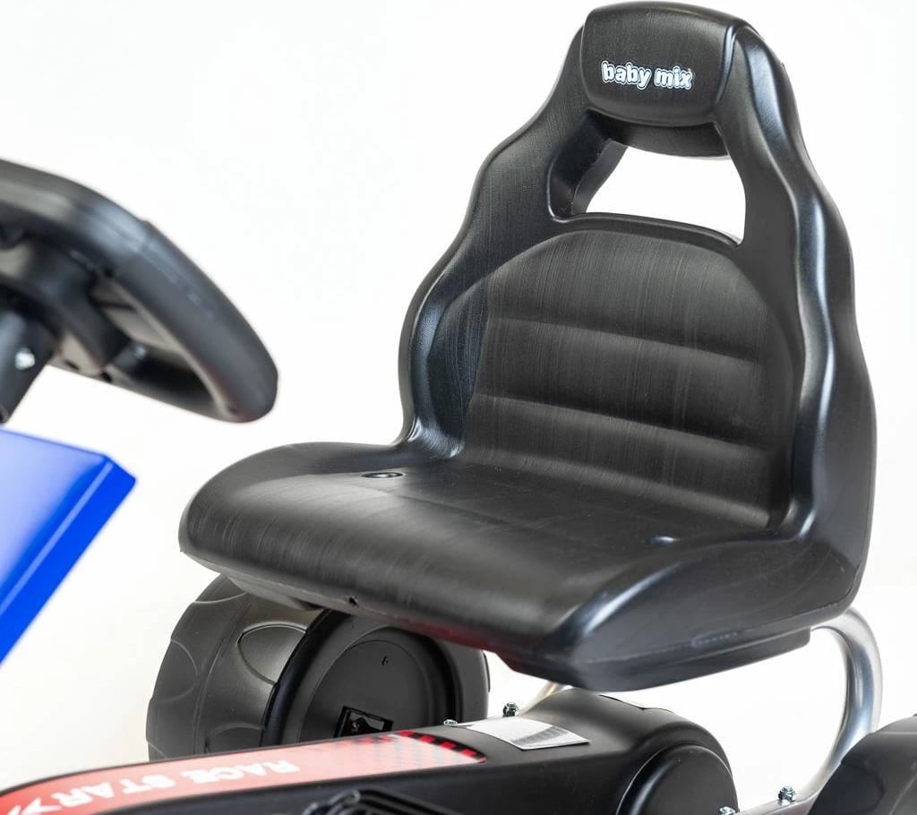 Gokart me pedale, Baby Mix Speedy, transmision me zinxhir përpara/mbrapa, rrota plastike 30 cm, ulëse e rregullueshme, moshë 3-8 vjet, ngjyrë blu
