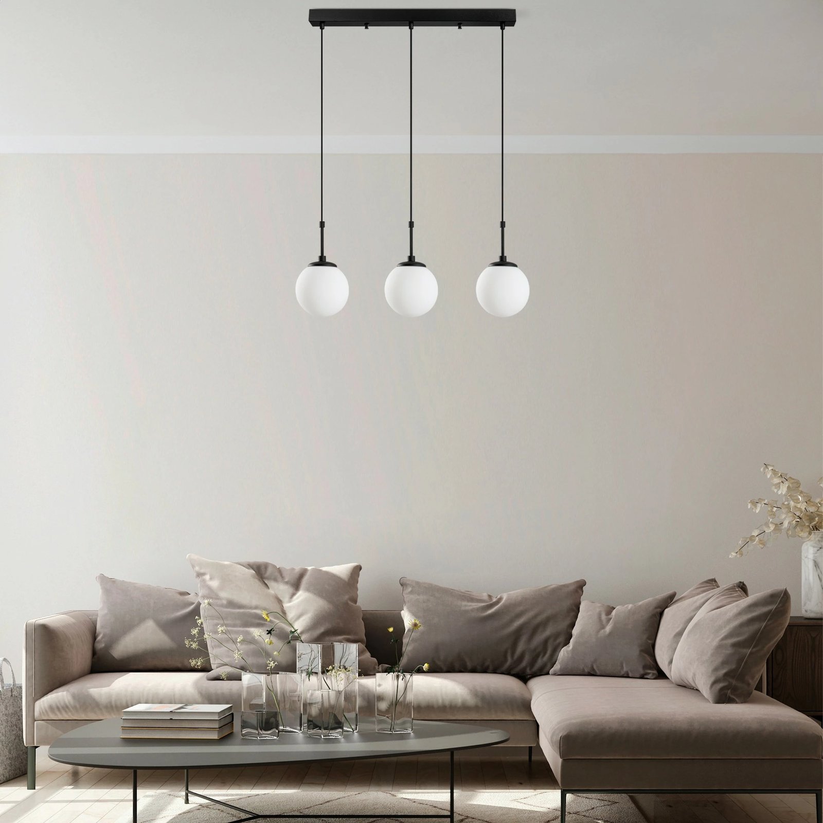 Llambë tavani Opviq Orbital, metalike, e zezë, 65x15x115cm