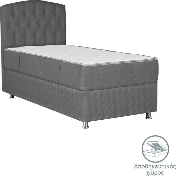 Krevat Lanse me depo, kadife, ngjyrë gri e errët, 120x200cm