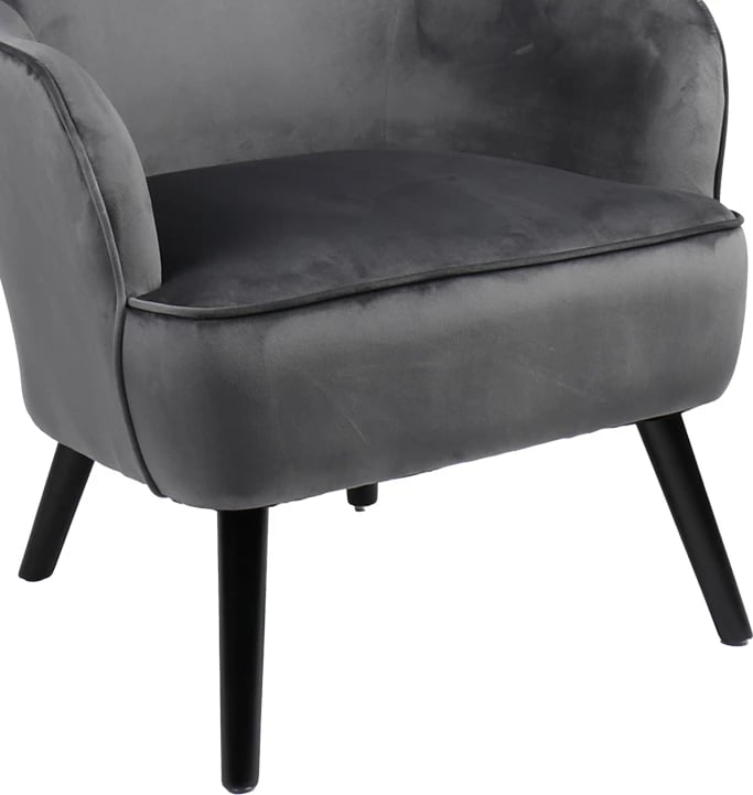 Berzer Byfon, kadife anthracite, këmbë druri gome, ngjyrë zezë, 76x83x117cm