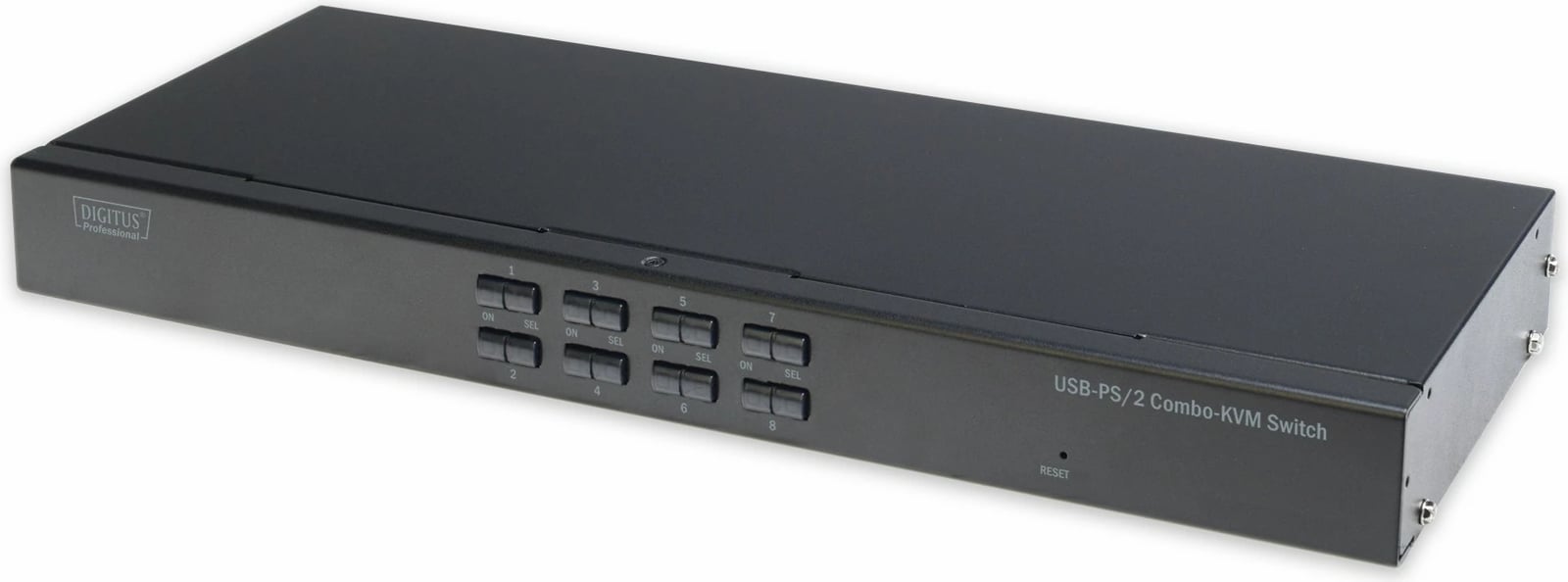 Switch KVM Digitus 8 porta, 1 përdorues, slot për modul IP, zi