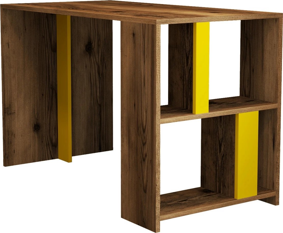 Tavolinë pune Hanah Home, Lima, ngjyrë arrë dhe e verdhë