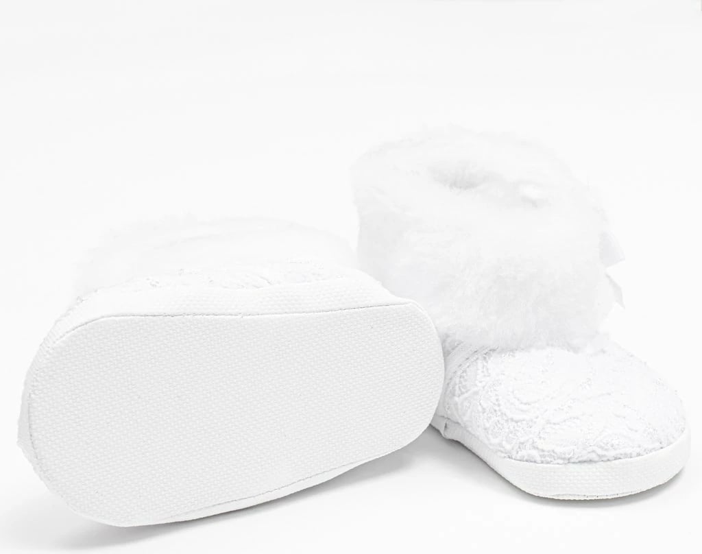 papuça dimri me dantellë, NEW BABY, për bebe 0-3 muaj, shputë PVC pa BPA, të bardha