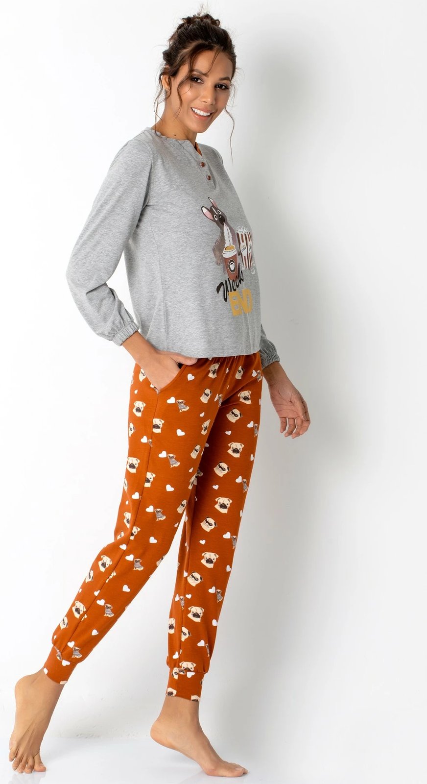 Set pizhamash për gra, Jumeon, 002-000667, ngjyrë gri