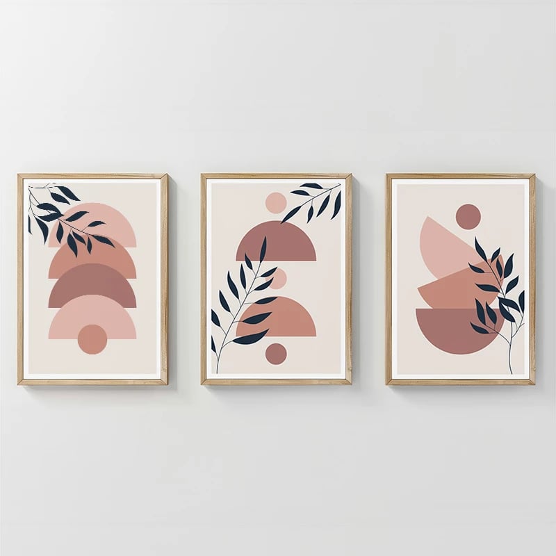 Set pikturash muri në kornizë Elun, triptik, print digjital, shumëngjyrësh, 33x1.5x48cm