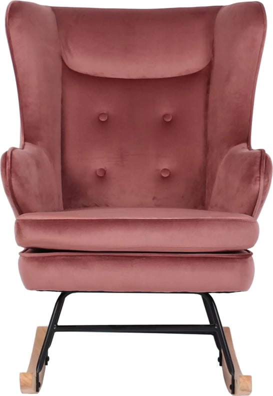 Karrige lëkundëse, kadife rozë, 71x86x102cm