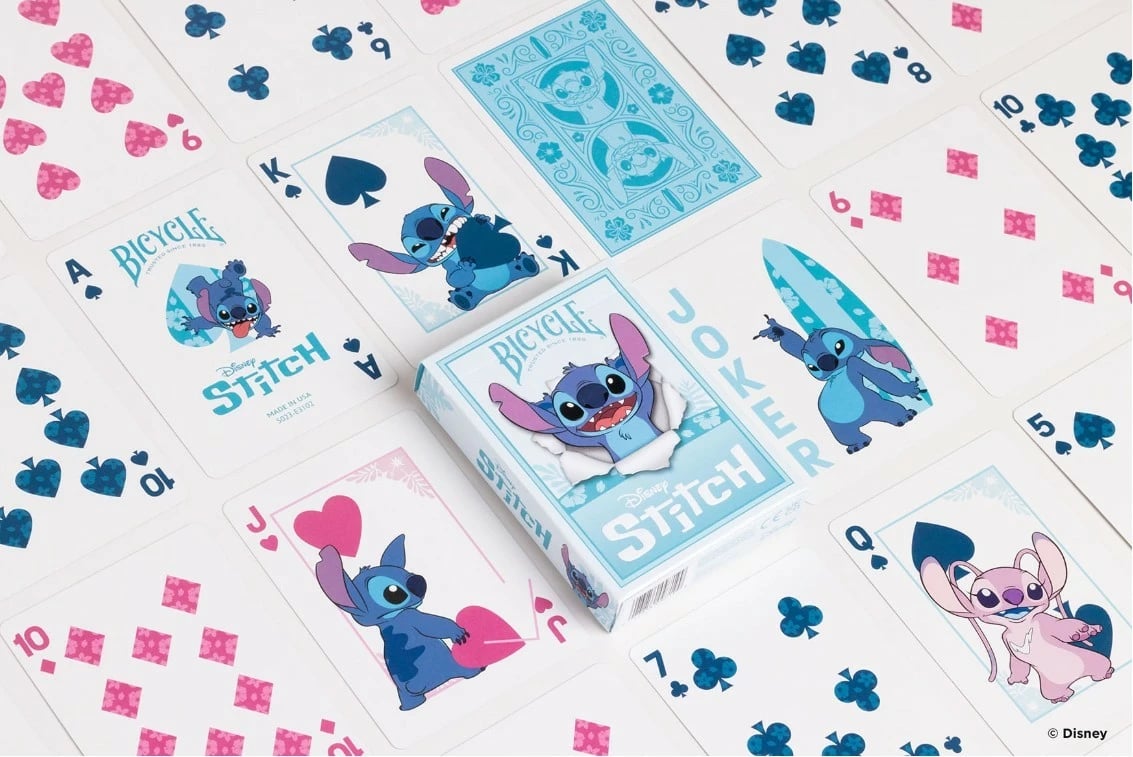 Letra loje Bicycle Disney Stitch, 52 copë, Poker size, Blu