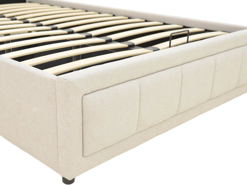 Krevat me hapësirë për depo, stof bezhë, Huga, 120x200cm