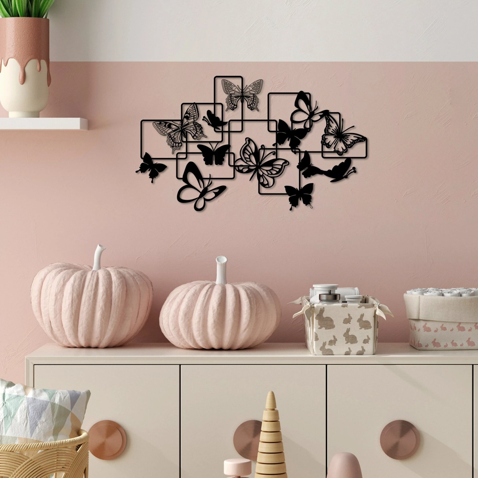 Aksesor dekorativ metalik për mur, flutura, Wallity, M