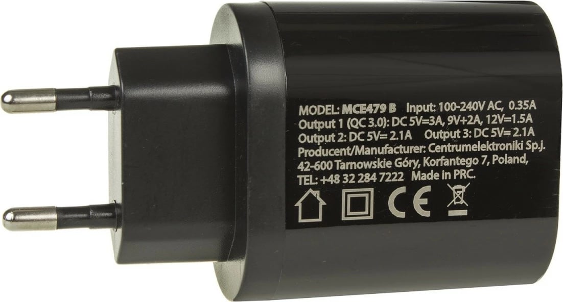 Karikues rrjeti Maclean MCE479B, 3xUSB, Quick Charge 3.0, Zi