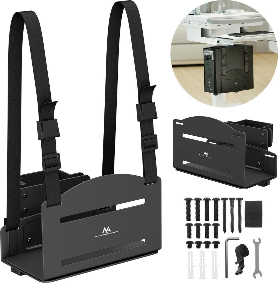 Mbajtës për kasë kompjuteri Maclean MC-116B, i zi