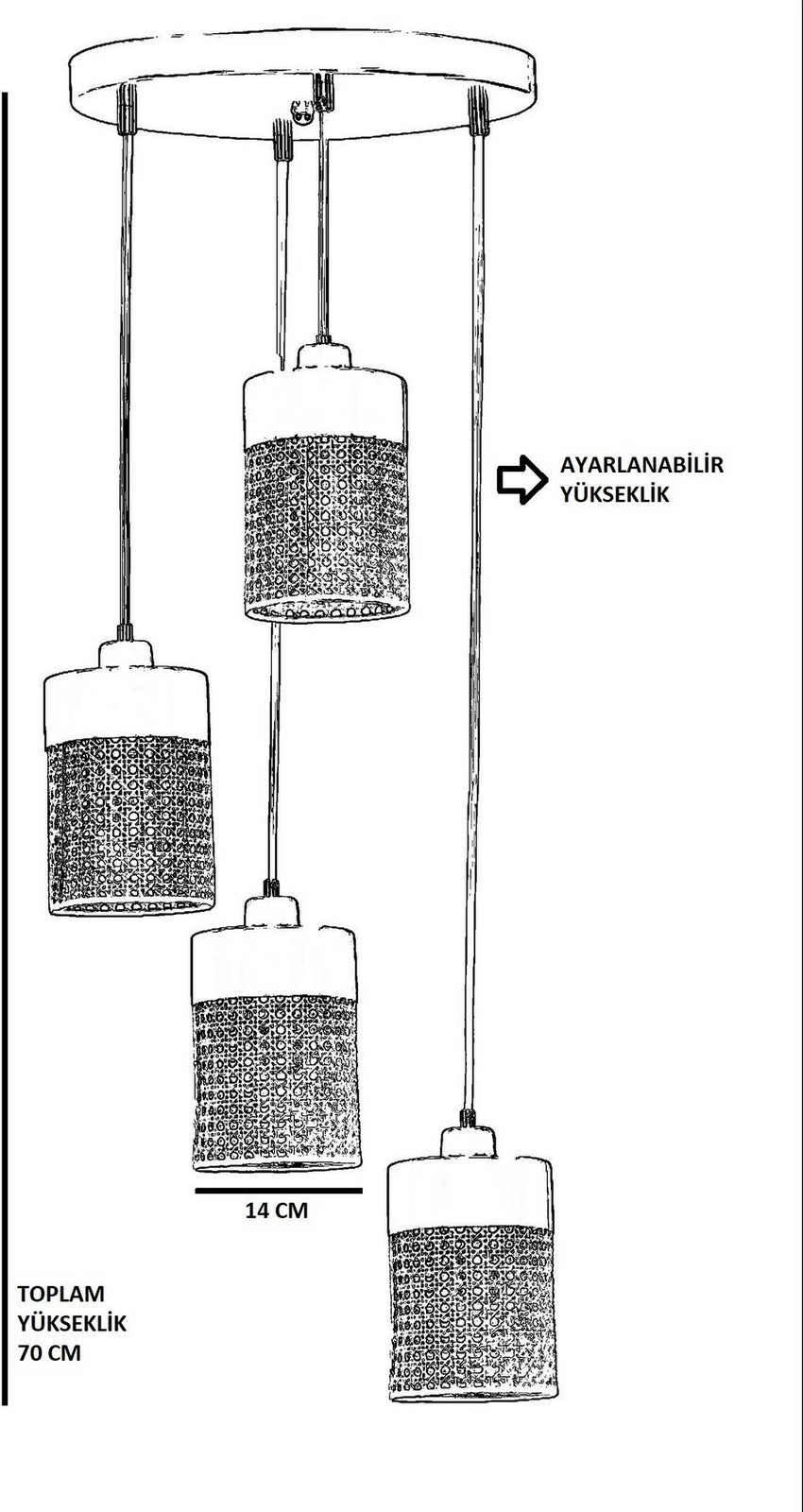 Llambë tavani Opviq, ratan, e zezë, 8705-4