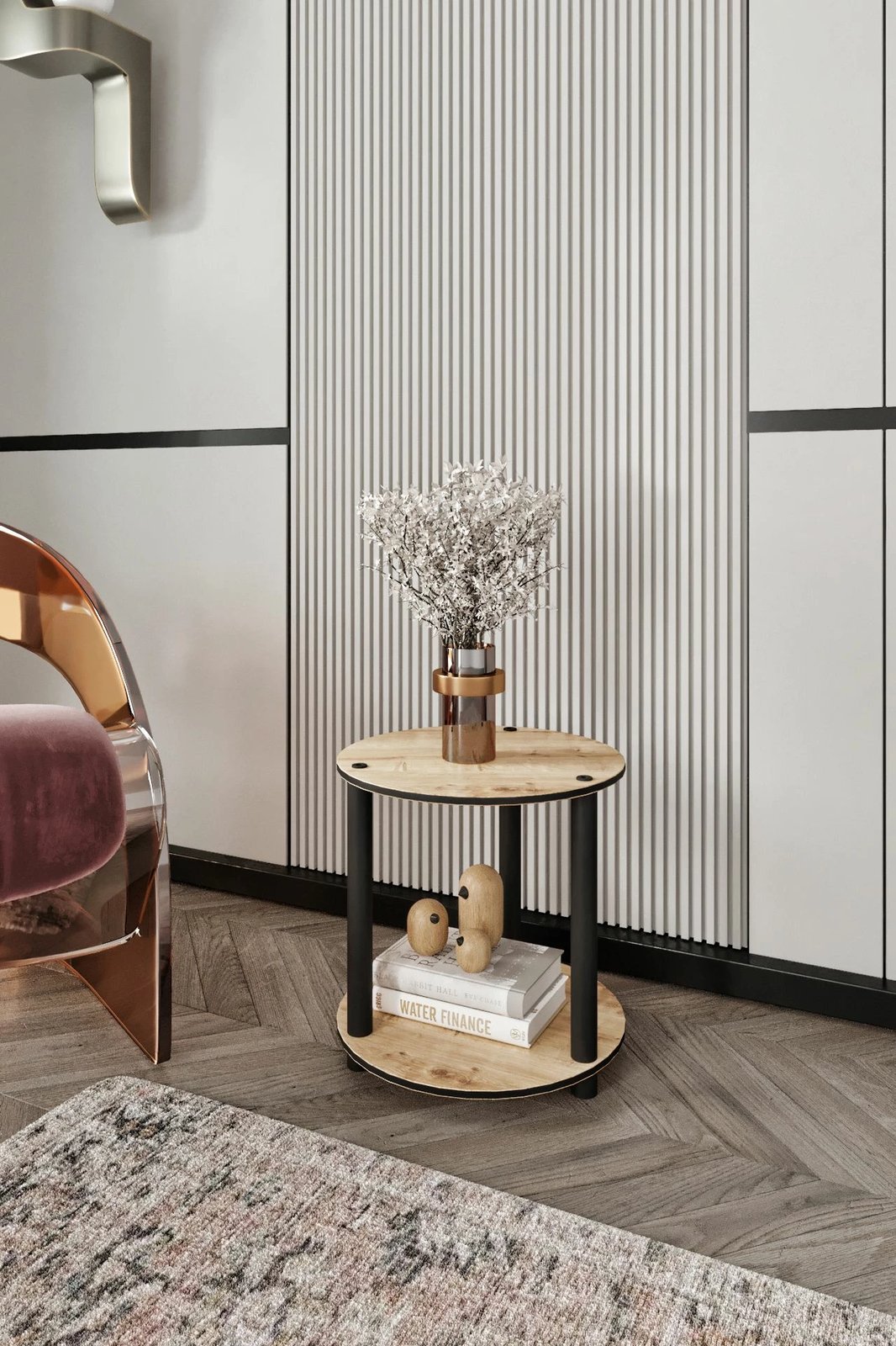 Tavolinë kafeje, dy nivele, ngjyrë lisi, Skye Decor