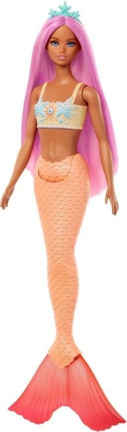 Kukull Barbie Mermaid Mattel HRR05, bisht portokalli