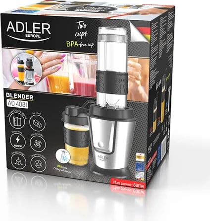 blender personal Adler AD 4081 500W 20000rpm 2 shishe 570ml/400ml inox i zi me shkop ftohës blender personal Adler AD 4081 500W 20000rpm 2 shishe 570ml/400ml inox i zi me shkop ftohës