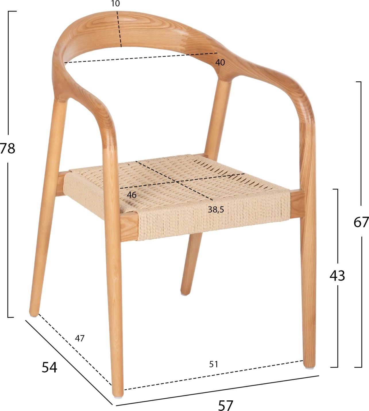 Karrige me krahë, kornizë frashëri, sedilje letre, FH9874, 57x54x78H cm