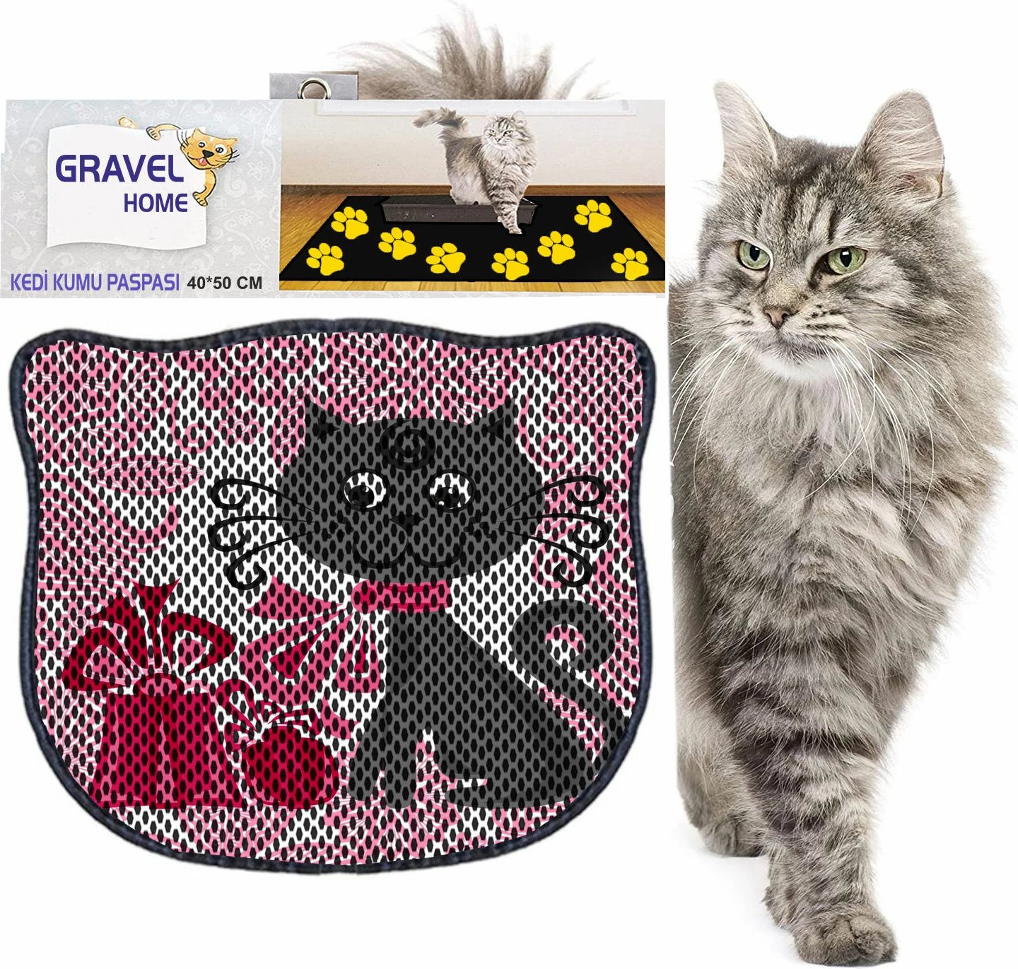 Tapet për rërë mace, shumëngjyrësh, Paws & Whiskers, Kdkafa0058, 40x50cm