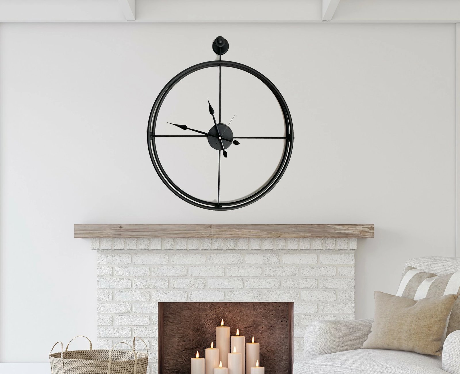 Orë muri dekorative prej metali, e zezë, Wallity, Mclock-00106