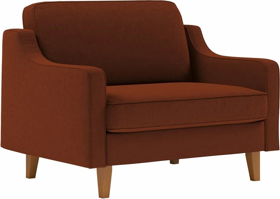 Divan Robin, 1 vend, ngjyrë e kuqe qeramike, këmbë druri arre