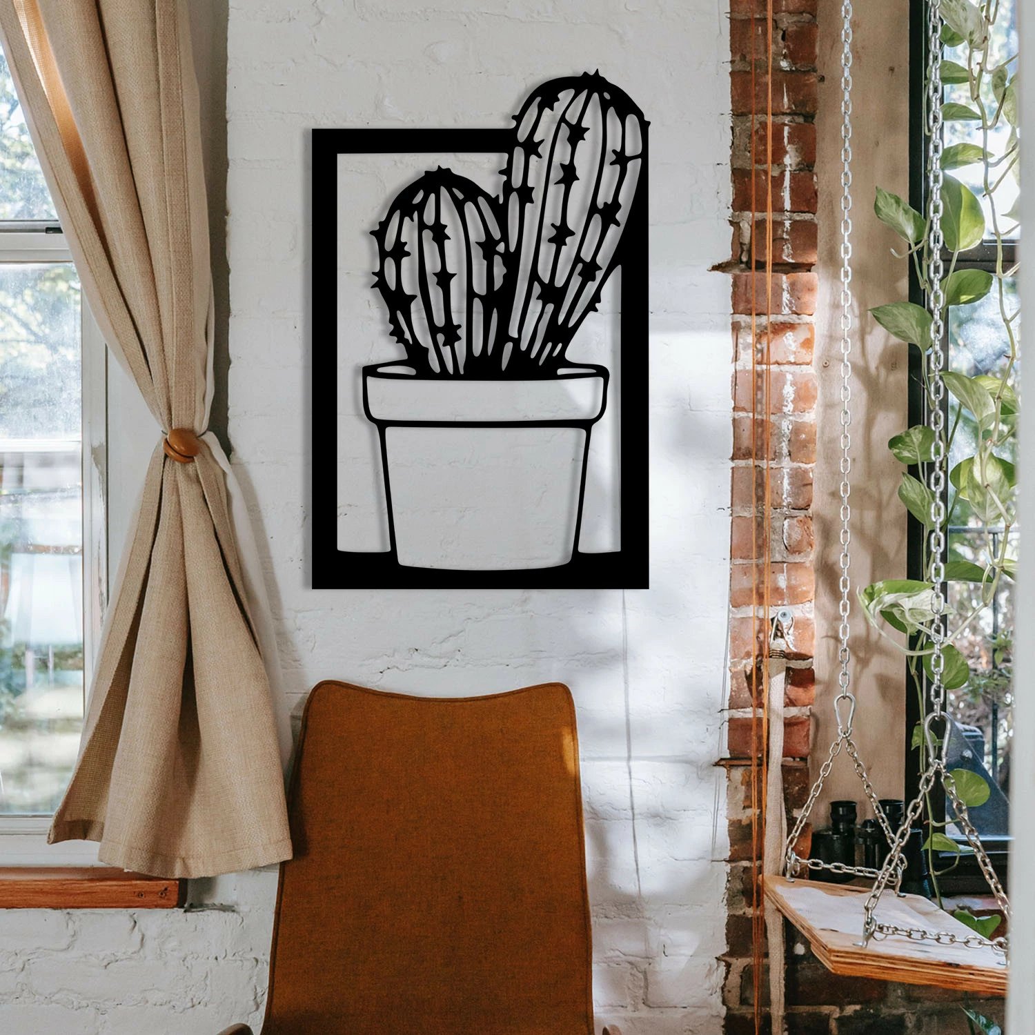 Aksesor dekorativ metalik për mur, Wallity, Kajmer, ngjyrë e zezë, 27x41cm