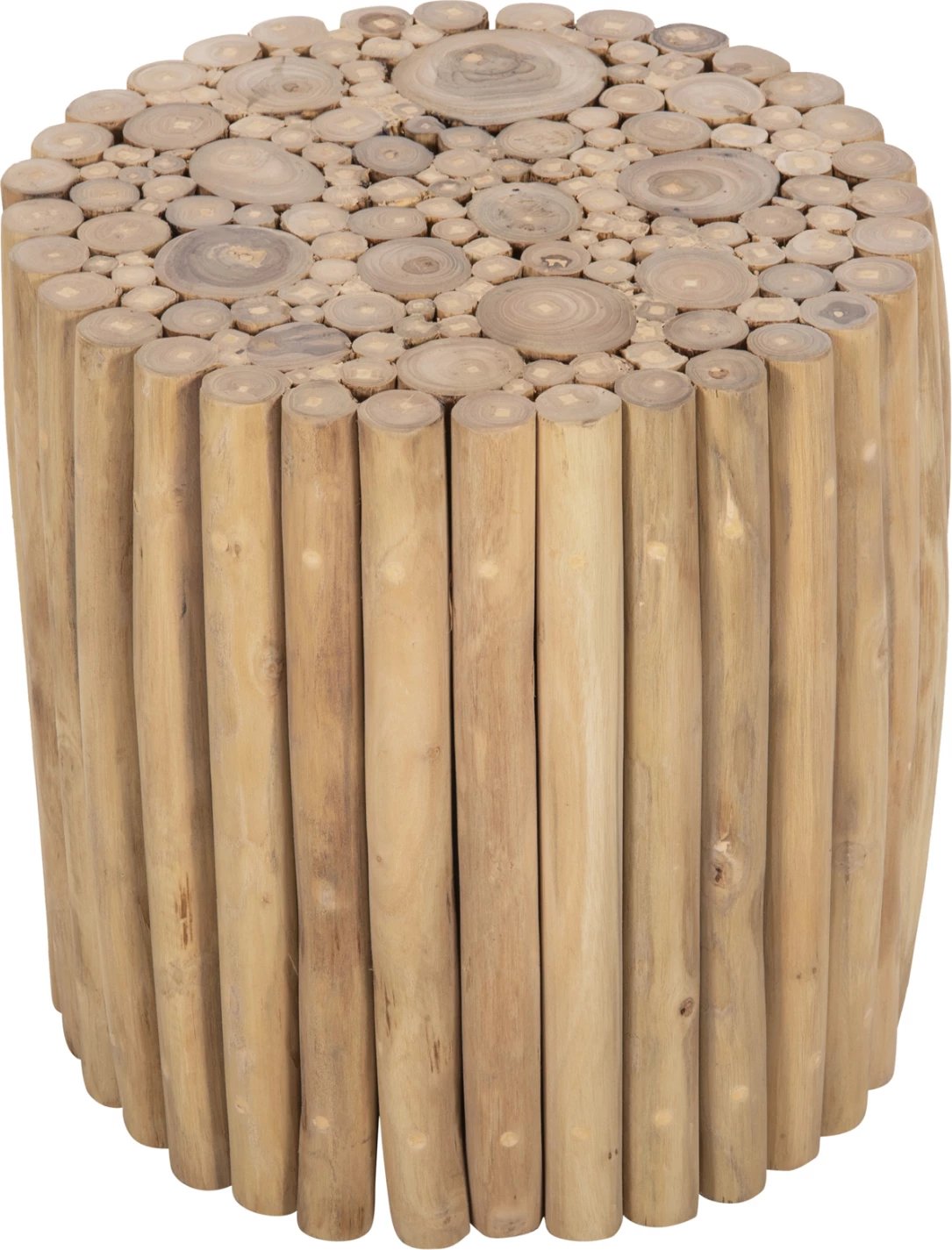 Tavolinë kafeje e rrumbullakët, degë teak, natyrale, Φ39x40.5H cm