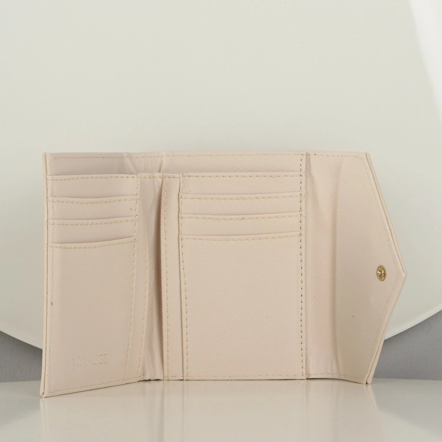 Portofol prej lëkure, ngjyrë bezhë, Zoozie Bags, 12.5x9cm
