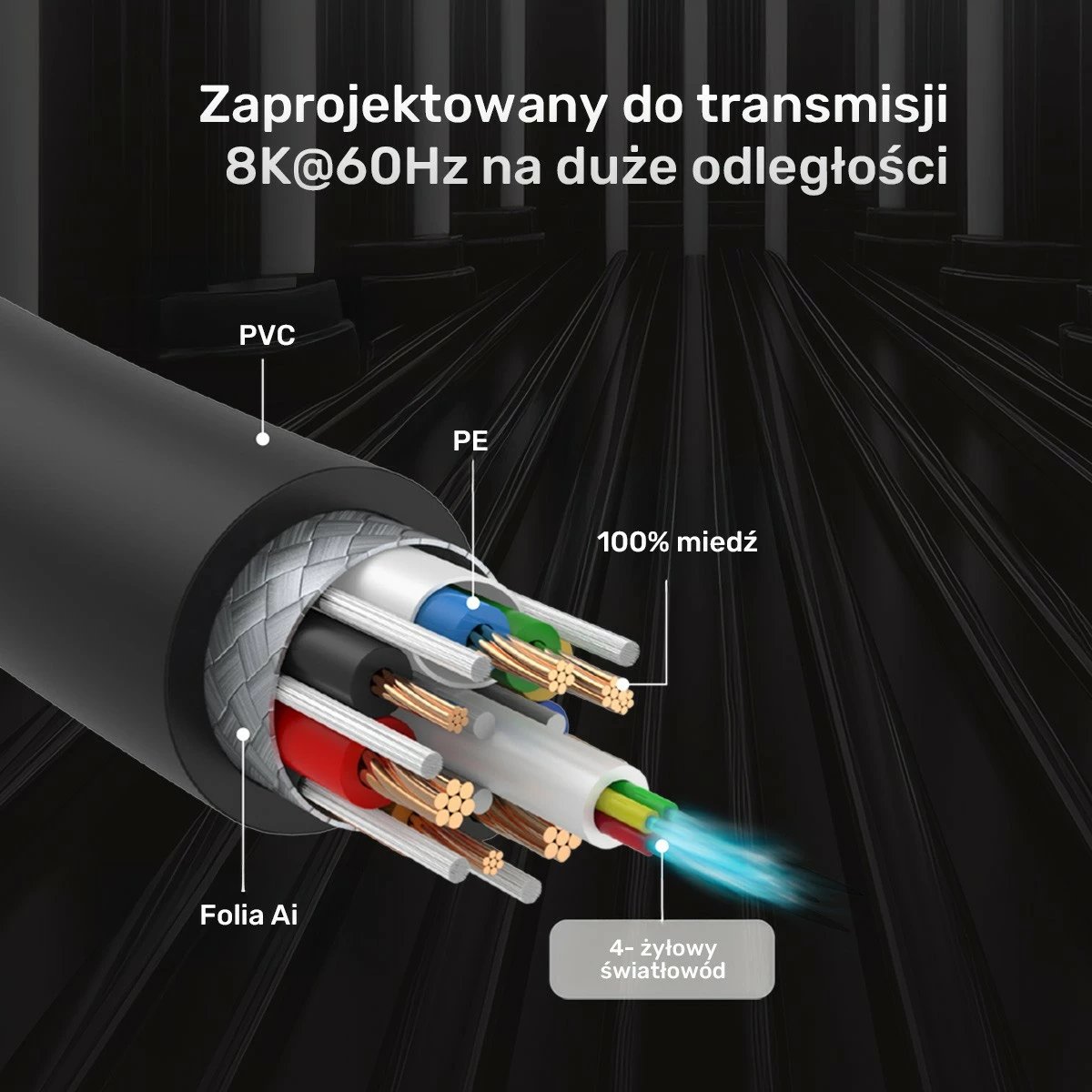 Kabllo HDMI optike Unitek C11085GY03-5M, 8K 120Hz, 5m, e zezë