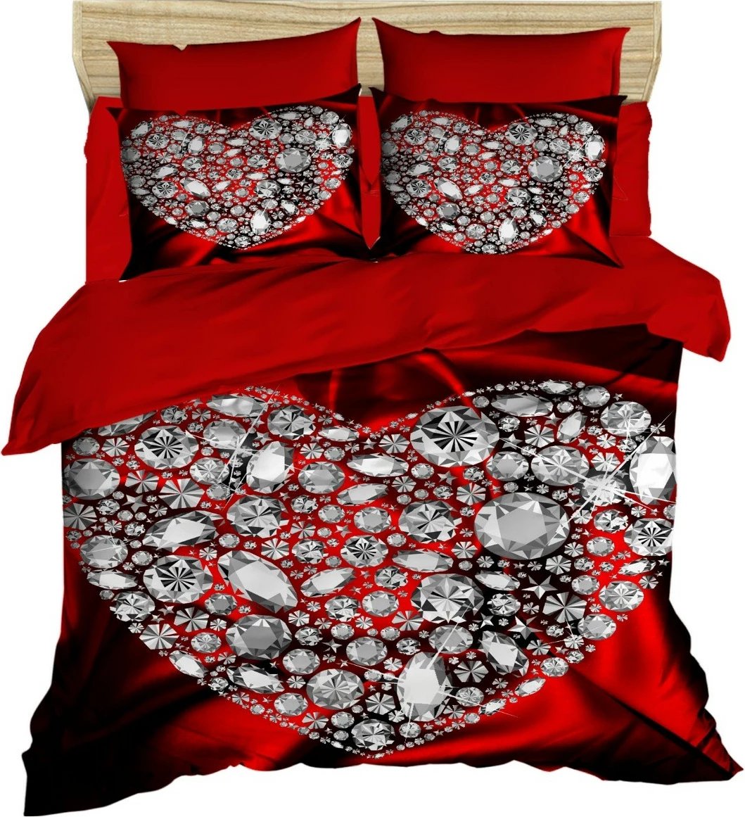 Set mbulesë për jorgan king size, L'essentiel, 174, e kuqe, argjendtë, e zezë