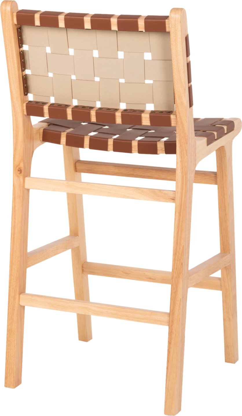 Karrige për bar FELIPE, lartësi mesatare, FH9329.01, dru TOON, ngjyrë natyrale, PU kafe, 45x47x94H cm