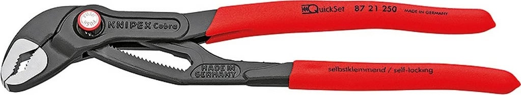 Darë Knipex Cobra QuickSet 87 21 250, 250mm, krom-vanadium, dorezë plastike, e kuqe