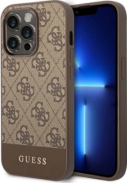 Mbështjellës Guess GUHCP14LG4GLBR për iPhone 14 Pro 6.1", hardcase, kafe