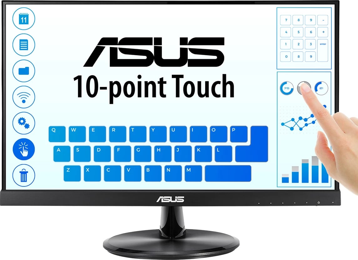 monitor, Asus, VT229H / 90LM0490-B01170, 21.5 inch, IPS LED, Full HD 1920x1080, touch 10-pikësh, altoparlantë të integruar, e zezë