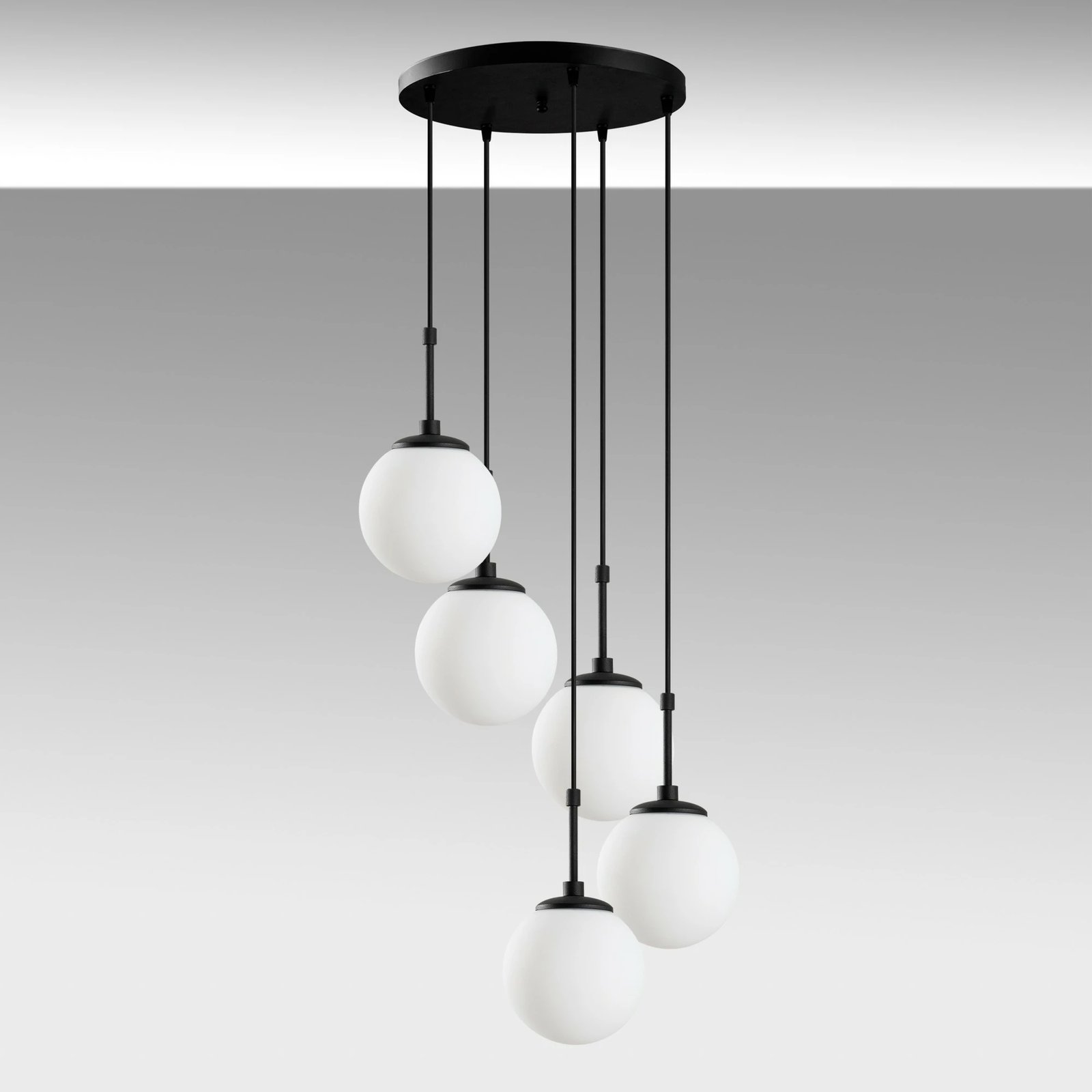 Llambë tavani Opviq, Orbital, e zezë, 5 sfera, 40x40x115cm