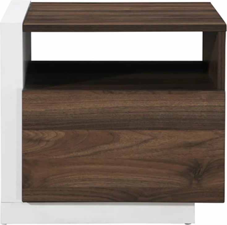 Komodinë Doble, një derë, ngjyrë arre-bardhë, 46x40x43