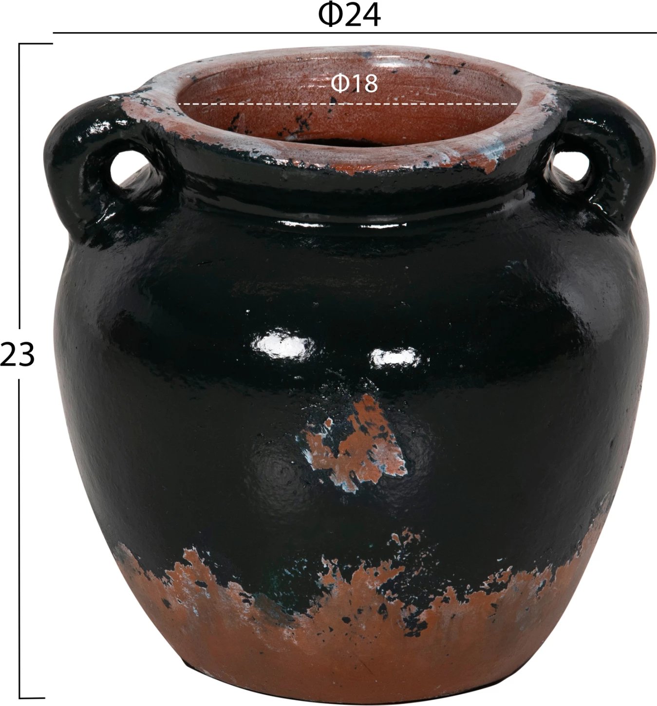 Vazo dekorative FH4380 terrakote, ngjyrë e zezë