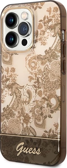 Mbështjellës Guess GUHCP14XHGPLHC për iPhone 14 Pro Max 6.7", Porcelain Collection, okër Mbështjellës Guess GUHCP14XHGPLHC për iPhone 14 Pro Max 6.7", Porcelain Collection, okër