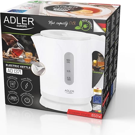 Çajnik elektrik Adler AD 1371 0.8 L 850 W plastik i bardhë