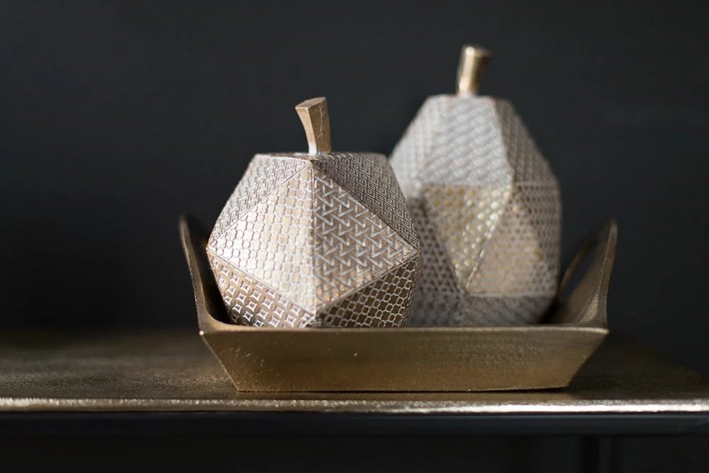 Tabaka dekorative CARRE, alumin, ngjyrë ari, 27x24x9 cm