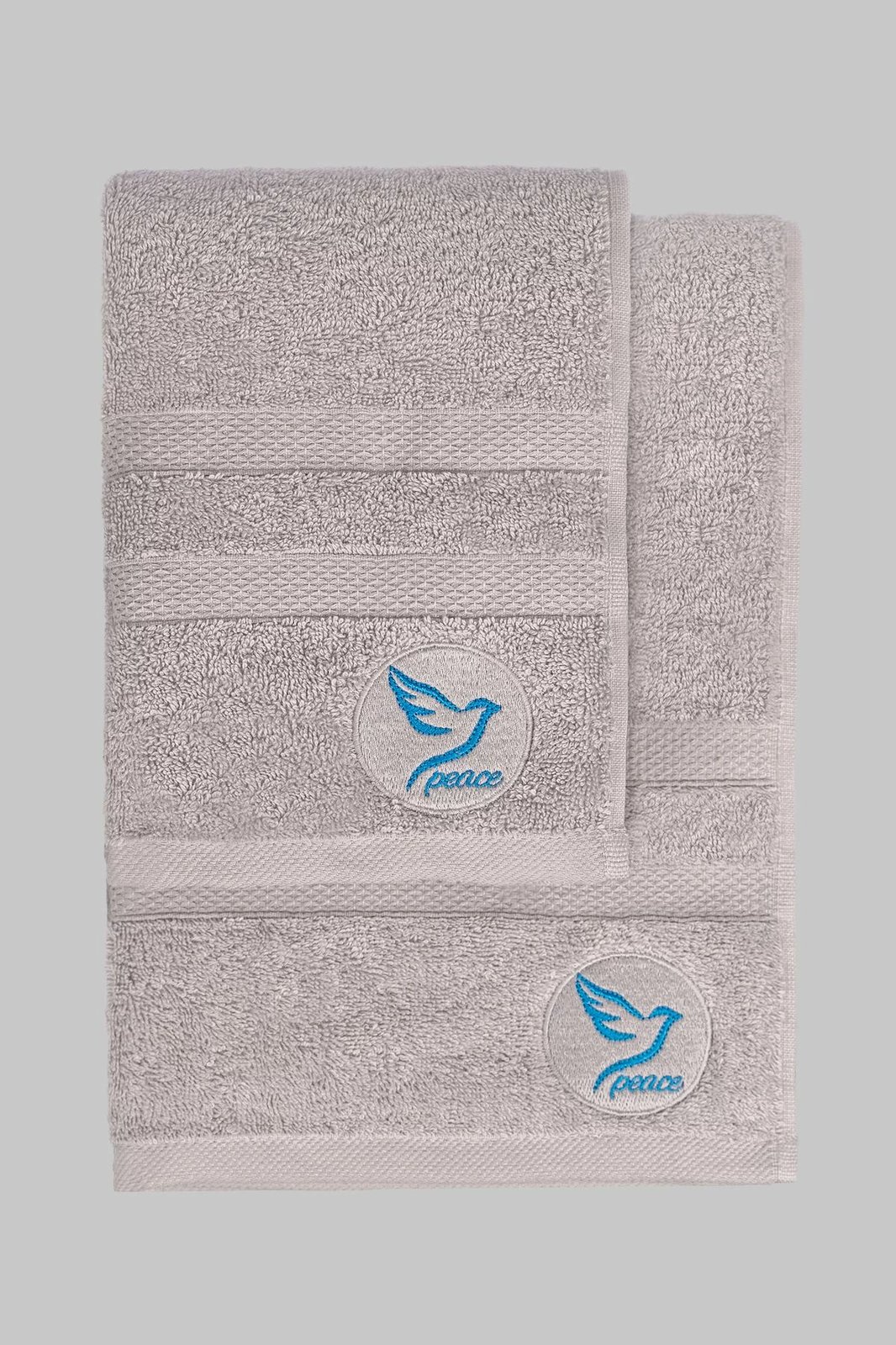 Set peshqirësh duarsh dhe banje (2 copë), Mijolnir, Peace, gri