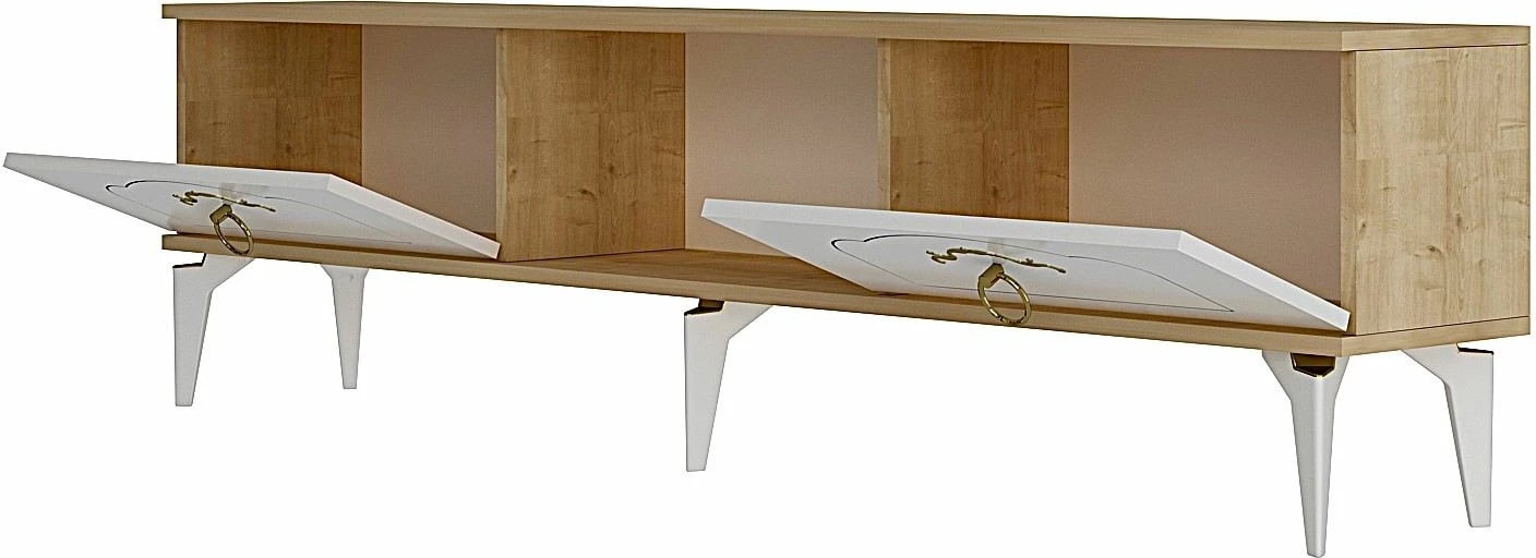 Komodinë TV Skye Decor, ngjyrë lis safir, e bardhë