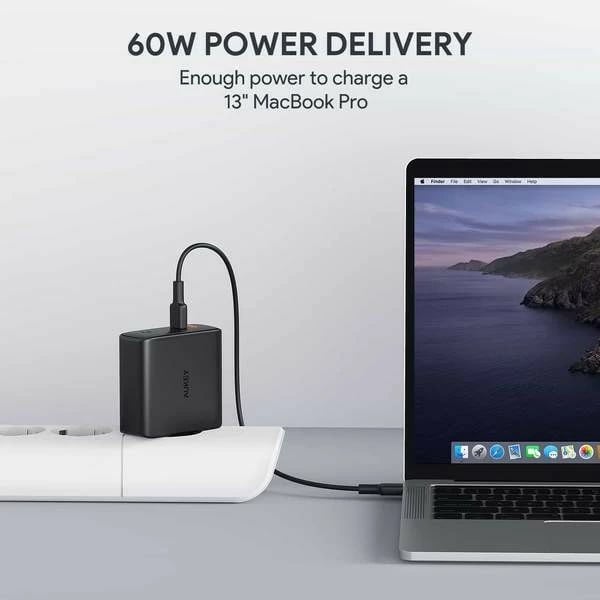 Karikues muri AUKEY PA-D5, 2x USB-C Power Delivery 3.0, 63W, i zi