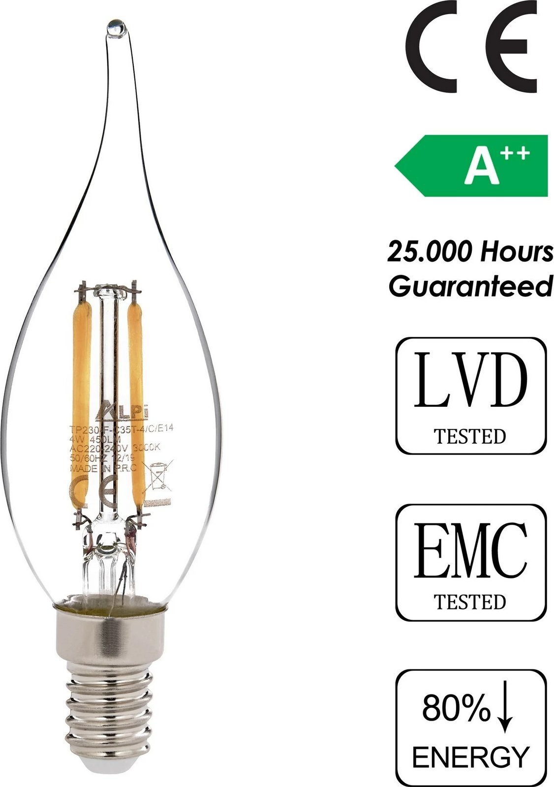 Llambë LED Opviq, E14, ngjyrë transparente, dritë e ngrohtë