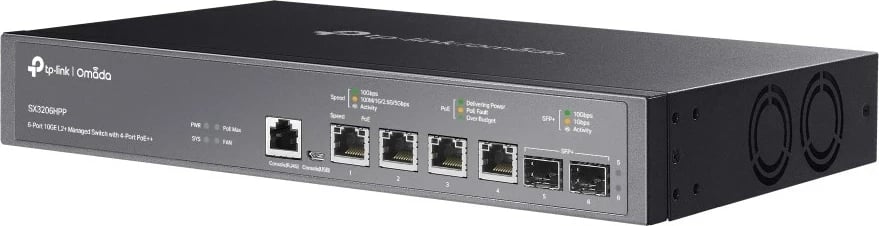 Switch TP-Link Omada TL-SX3206HPP, 6-Port 10GE L2+ Managed, 4-Port PoE++, E Zezë